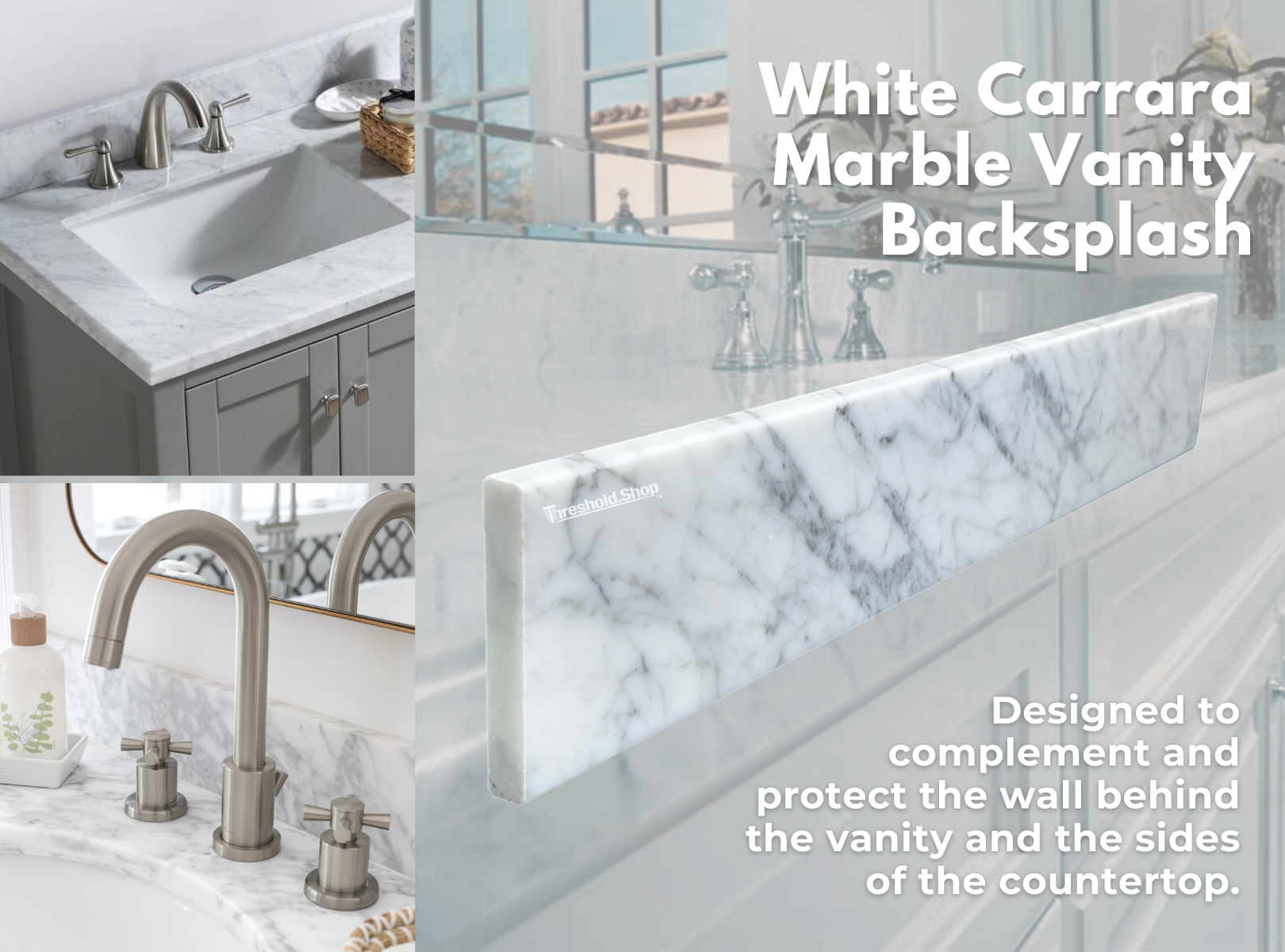 Backsplash Italian White Carrara Marble Threshold Eased Edge