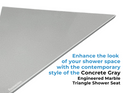 Concrete Gray Engineered Marble Triangular Shower Corner Seat