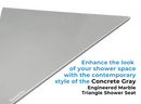 Concrete Gray Engineered Marble Triangular Shower Corner Seat-3
