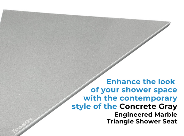 Concrete Gray Engineered Marble Triangular Shower Corner Seat