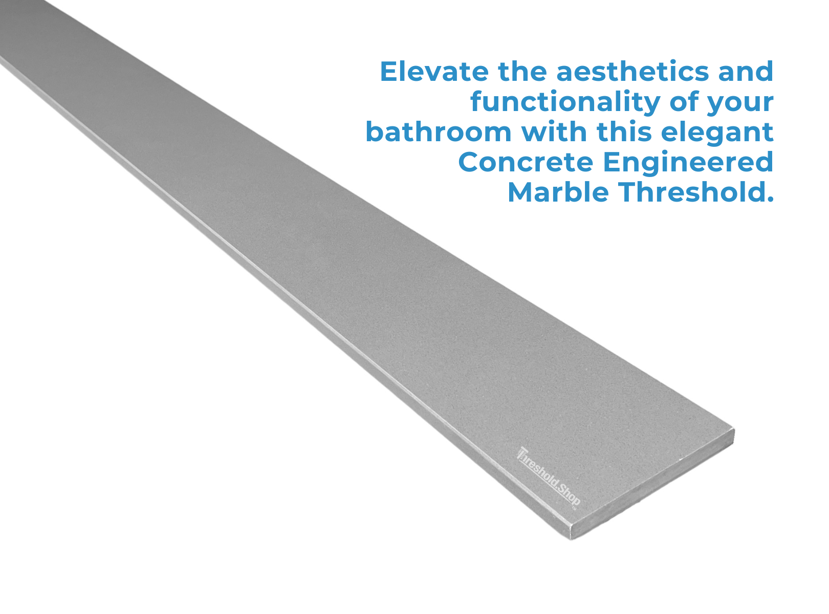 Concrete Gray Engineered Marble Threshold, Eased Edge, White Background