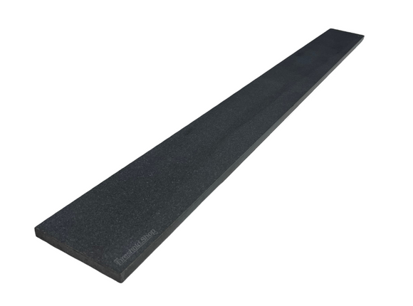 Custom Size Absolute Black Honed Granite Threshold, Eased Edge Design, White Background