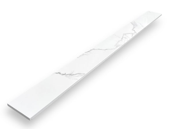 Custom Size Calacatta Engineered Marble Threshold, Eased Edge Design, White Background