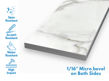 Custom Size Calacatta Gold Engineered Marble Threshold, Eased Edge Design, Material Quality