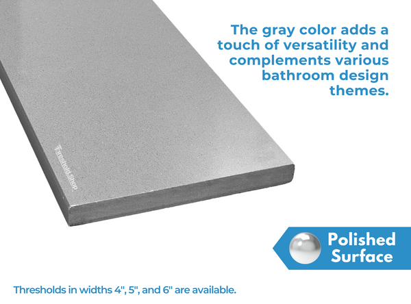 Custom Size Concrete Gray Engineered Marble Threshold, Eased Edge, Polished Surface