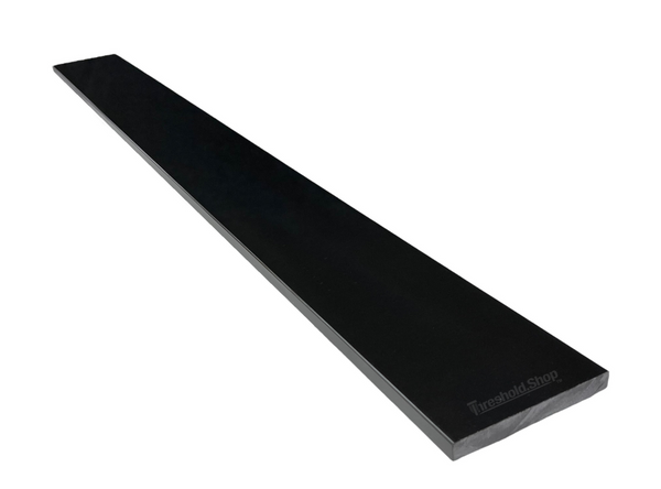 Custom Size Solid Black Polished Granite Threshold, Eased Edge Design, White Background