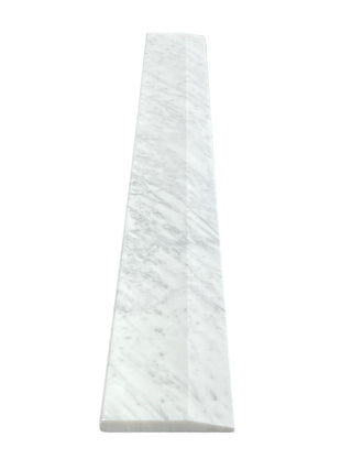 Custom Size, White Carrara Marble Threshold, Single Hollywood Bevel, White Background