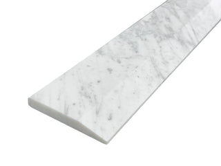 Custom Size, White Carrara Marble Threshold, Single Hollywood Bevel