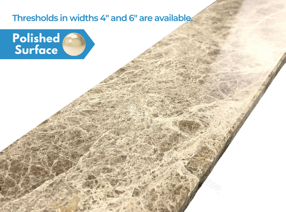 Light Emperador Marble Threshold, Eased Edge Design, Polished Surface