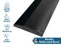 Solid Black Polished Granite Threshold, Double Hollywood Bevel, Material Quality Description