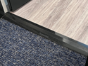 Solid Black Polished Granite Threshold, Double Hollywood Bevel, real-life Visualization as a Floor Transition