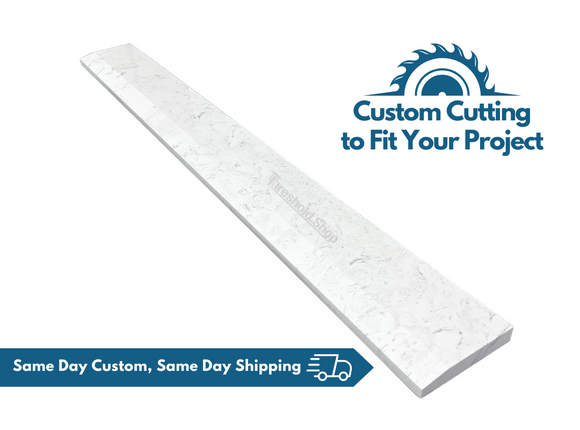 Statuario Engineered Marble Threshold, Single_Hollywood Bevel, same day custom, same day shipping