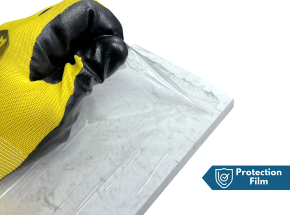 Statuario Engineered Marble Threshold, Single Hollywood Bevel with Protection Film