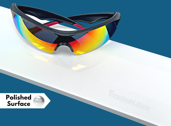 Super White Engineered Marble Threshold, Double Hollywood Bevel, Polished Surface