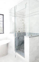 Bardiglio Marble Shower Tiles, Eased Edge, Used in a Bathroom as Shower Curbs