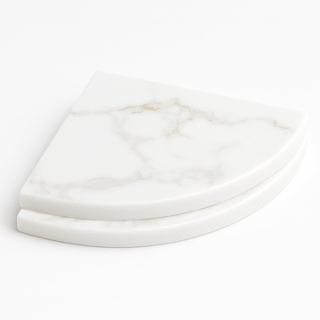 9 Inch Calacatta Gold Engineered Marble Corner Shower Shelf - 0