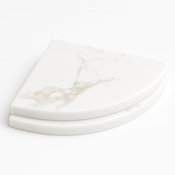 9 Inch Calacatta Gold Engineered Marble Corner Shower Shelf - 0