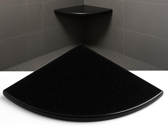 18 Inch Absolute Black Granite Corner Shower Seat