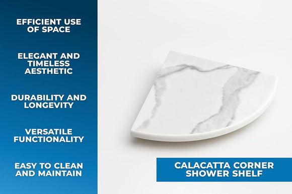 9 Inch Calacatta Engineered Marble Corner Shower Shelf