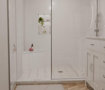 Calacatta Engineered Marble Triangular Shower Corner Seat - 0