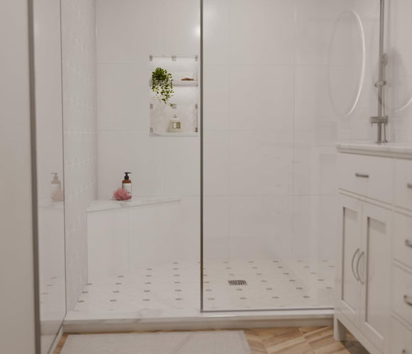 Calacatta Engineered Marble Triangular Shower Corner Seat