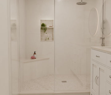 Beige Engineered Marble Triangular Shower Corner Seat - 0