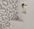 Concrete Gray Engineered Marble Triangular Shower Corner Seat-2