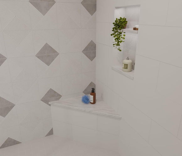 Carrara Marble Triangular Shower Corner Seat
