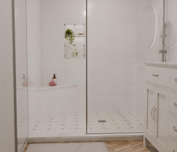 Calacatta Gold Engineered Marble Triangular Shower Corner Seat