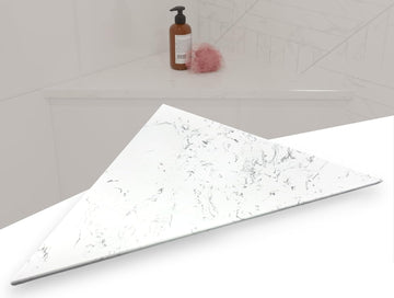 Statuario Engineered Marble Triangular Shower Corner Seat