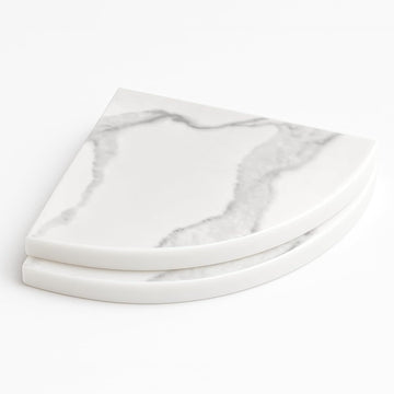 9 Inch Calacatta Engineered Marble Corner Shower Shelf - 0