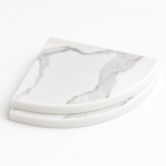 9 Inch Calacatta Engineered Marble Corner Shower Shelf