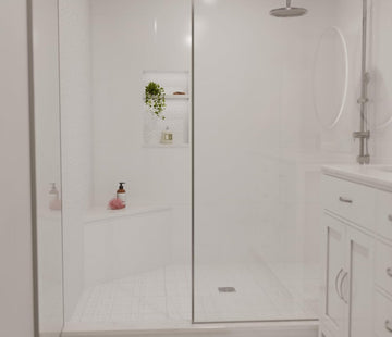 Statuario Engineered Marble Triangular Shower Corner Seat - 0