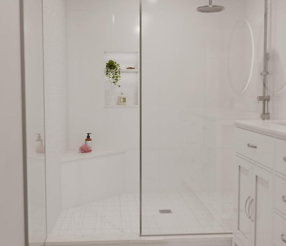 Statuario Engineered Marble Triangular Shower Corner Seat