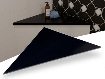 Super Black Engineered Marble Triangular Shower Corner Seat
