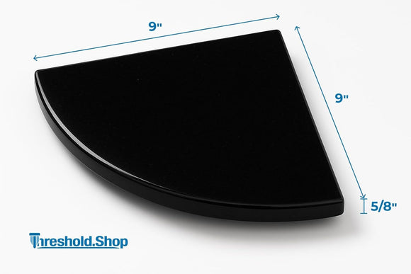 9 Inch Super Black Engineered Marble Corner Shower Shelf
