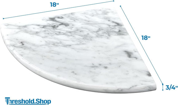 18 Inch Italian White Carrara Marble Corner Shower Seat