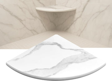18 Inch Calacatta Engineered Marble Corner Shower Seat