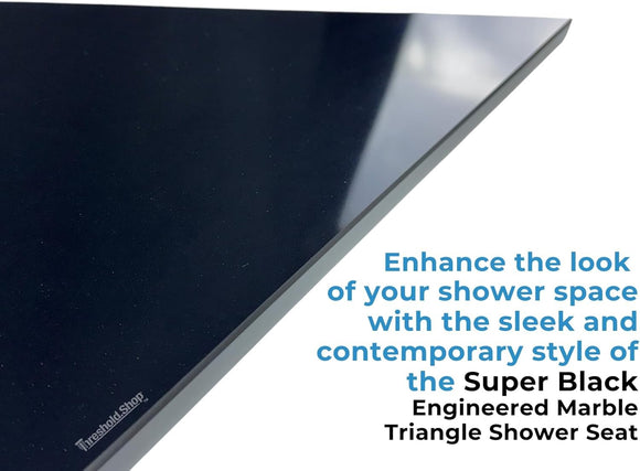 Super Black Engineered Marble Triangular Shower Corner Seat