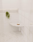 18 Inch Italian White Carrara Marble Corner Shower Seat-4