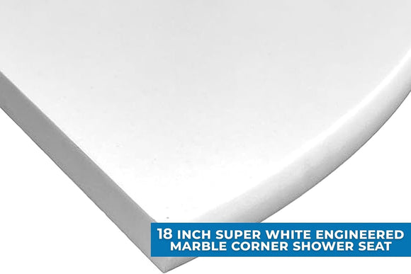 18 Inch Super White Engineered Marble Corner Shower Seat