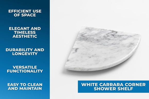 9 Inch Italian White Carrara Marble Corner Shower Shelf