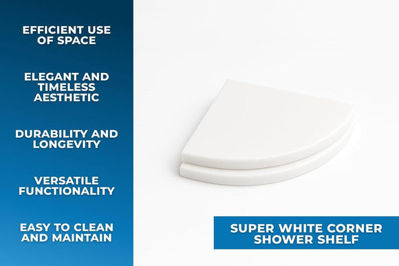 9 Inch Super White Engineered Marble Corner Shower Shelf