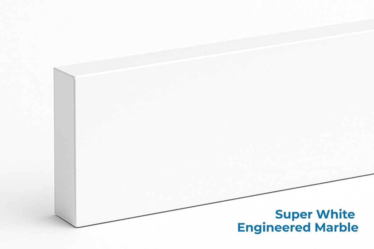 Super White Engineered Marble Eased Edge Backsplash | The Threshold Shop