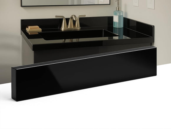 Super Black Engineered Marble Eased Edge Backsplash