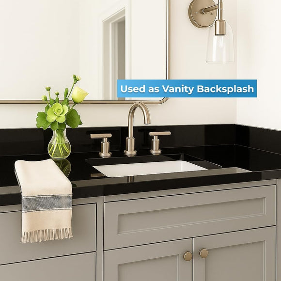 Super Black Engineered Marble Eased Edge Backsplash