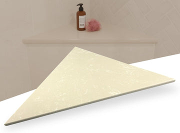 Beige Engineered Marble Triangular Shower Corner Seat