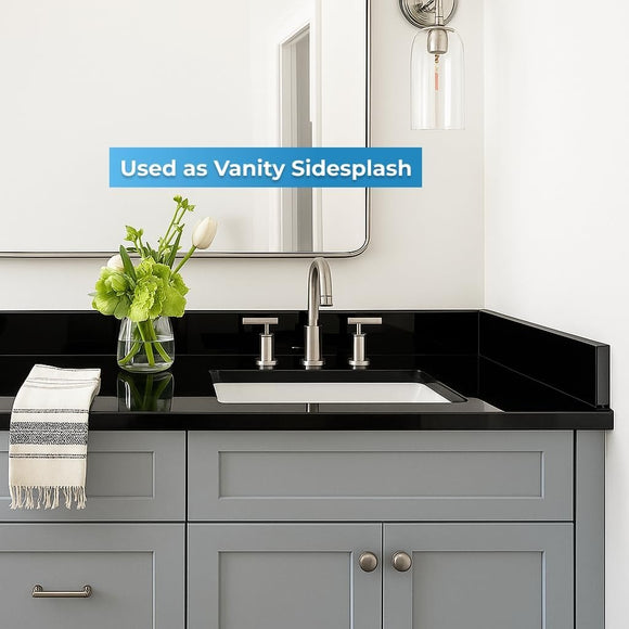 Super Black Engineered Marble Eased Edge Backsplash