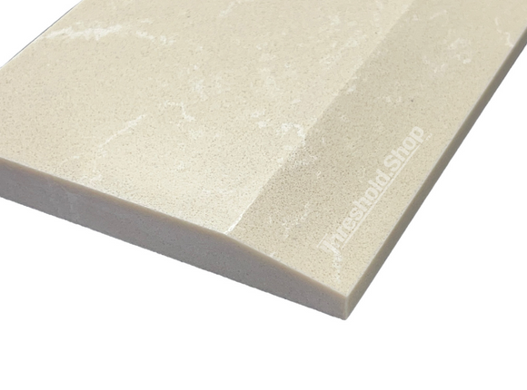 Beige Engineered Marble Threshold, Single Hollywood Bevel, White Background 