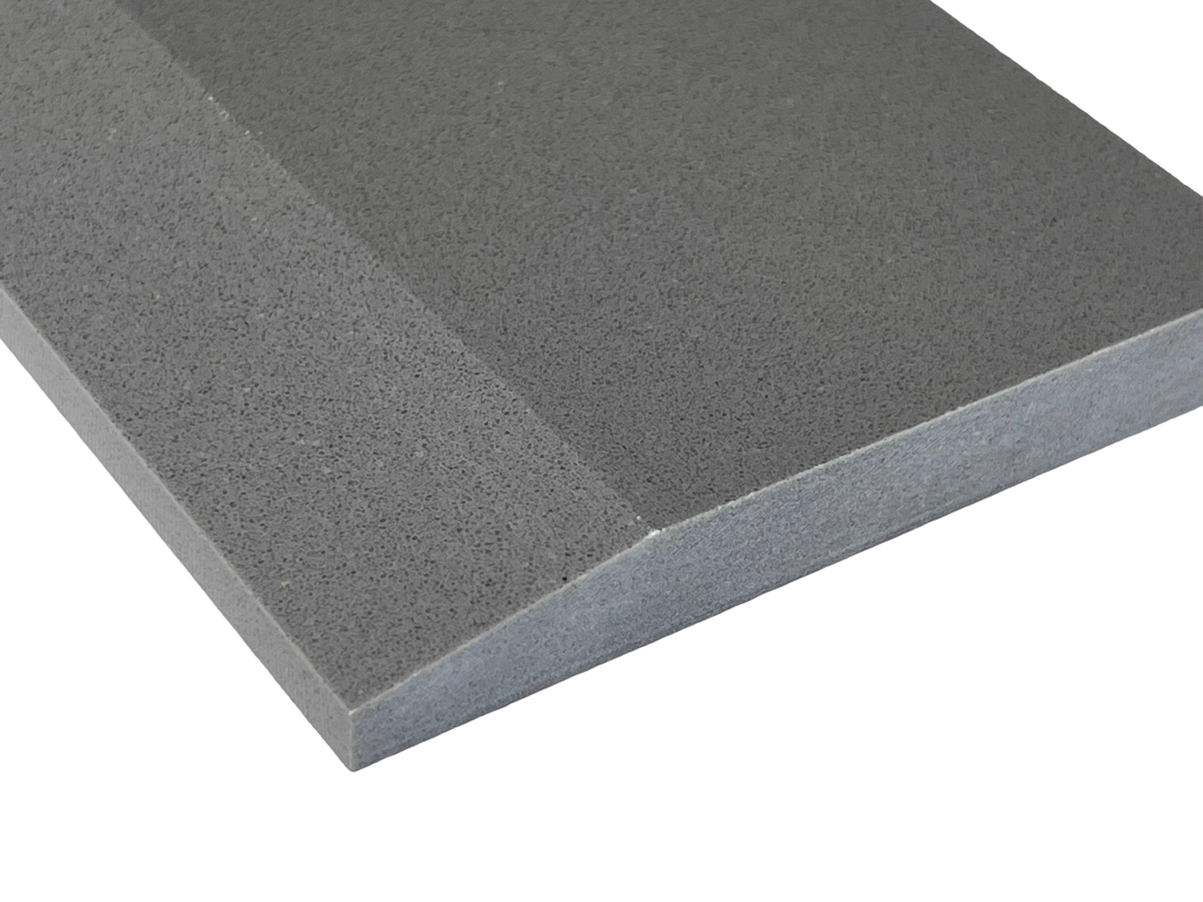 Silver Engineered Marble Threshold, Single Hollywood Bevel, White Background 